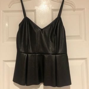 Faux leather peplum top